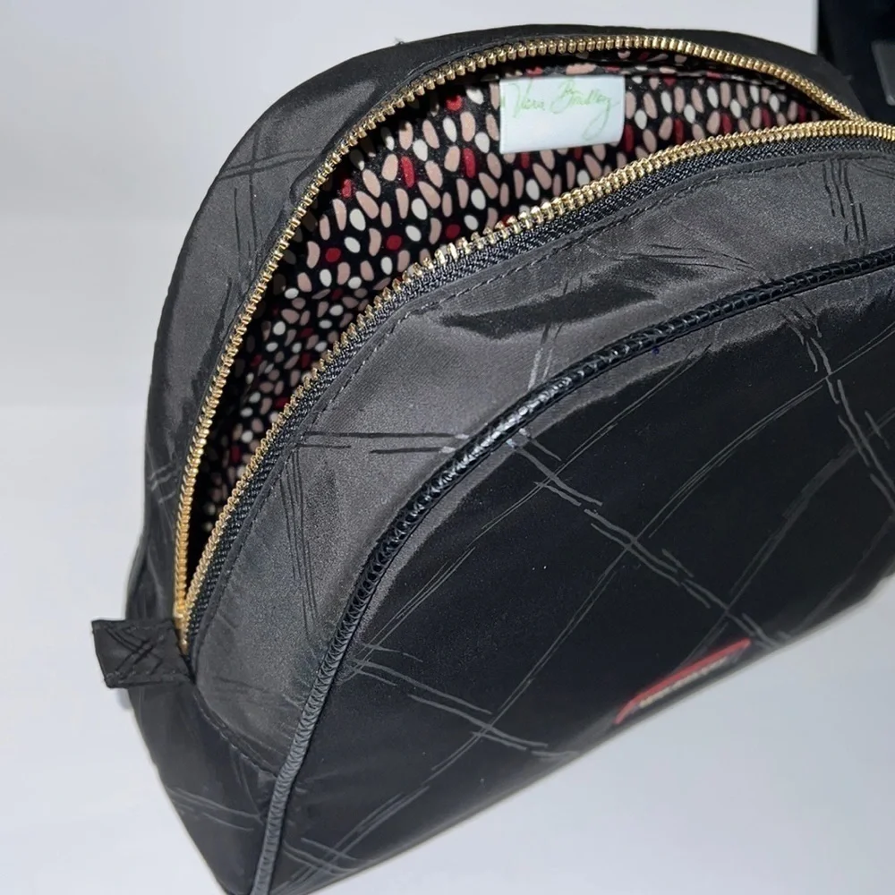 Vera Bradley Large Black Nylon Zip Around Toiletry Cosmetic Dopp Kit Bag